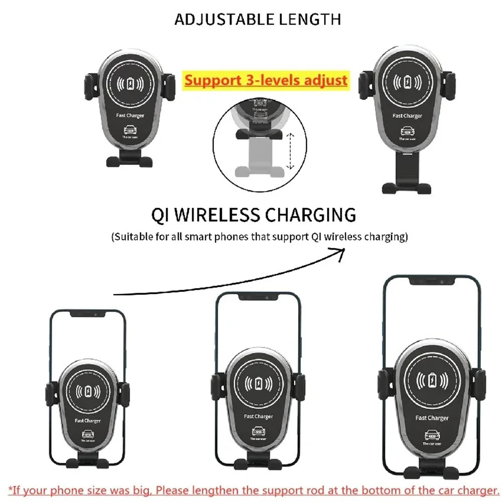 Wireless Car Charger Gravity Induction Mobile Phone Holder Car Air Outlet Bracket Fast Charging Stand for iPhone Samsung Xiaomi