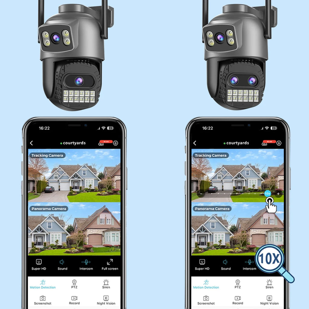 BESDER 15MP Wifi Camera Outdoor Dual Screen 10X Digital Zoom CCTV Video Surveillance Cam PTZ 8MP Security IP Camera O-Kam Pro