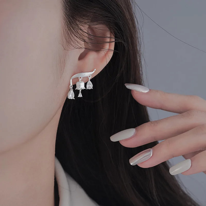 New 925 Sterling Silver Stud Earrings Golden Pretzel Clear CZ Geometric Punk For Women Girl Gift Jewelry Dropshipping Wholesale