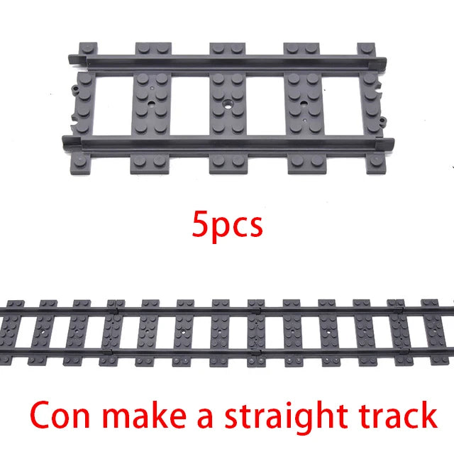 MOC City Train Rail Crossing Flexible Tracks Forked Straight Curved Rails Switch Building Block Bricks Creative DIY Toys