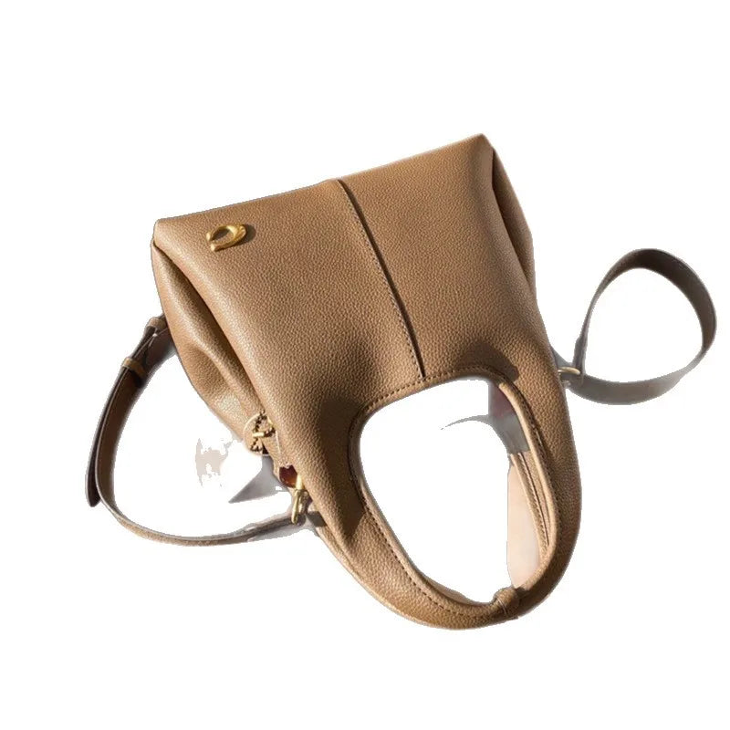 Women's bag lychee pattern Lana23 vegetable basket shoulder messenger bag retro portable bucket bag bucket type 2025 new