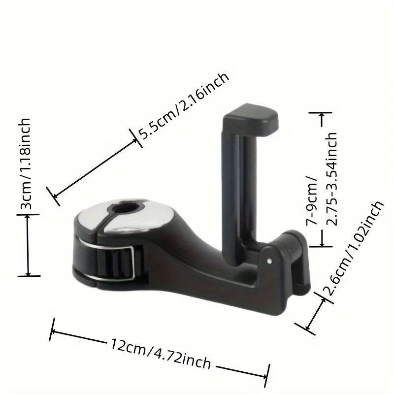 Multifunctional 2 In 1 Car Hook Hidden Mobile Phone Holder Bracket Car Clip Rear Row Headrest Hook Lock Buckle Car Mount Stand