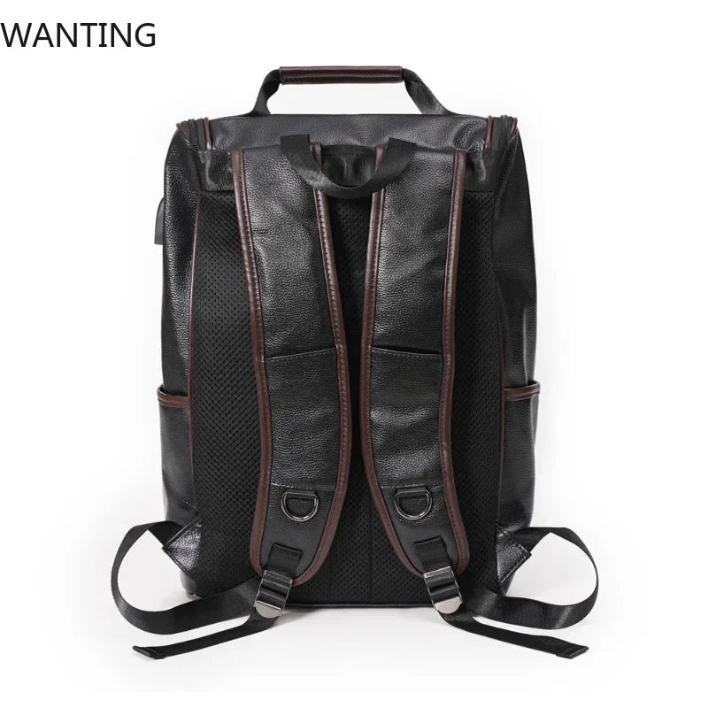Retro Fashion Men's Backpack Luxury Soft Leather Backpack For Men Multi-pocket Travel Backpacks Male Student Backpack Schoolbags