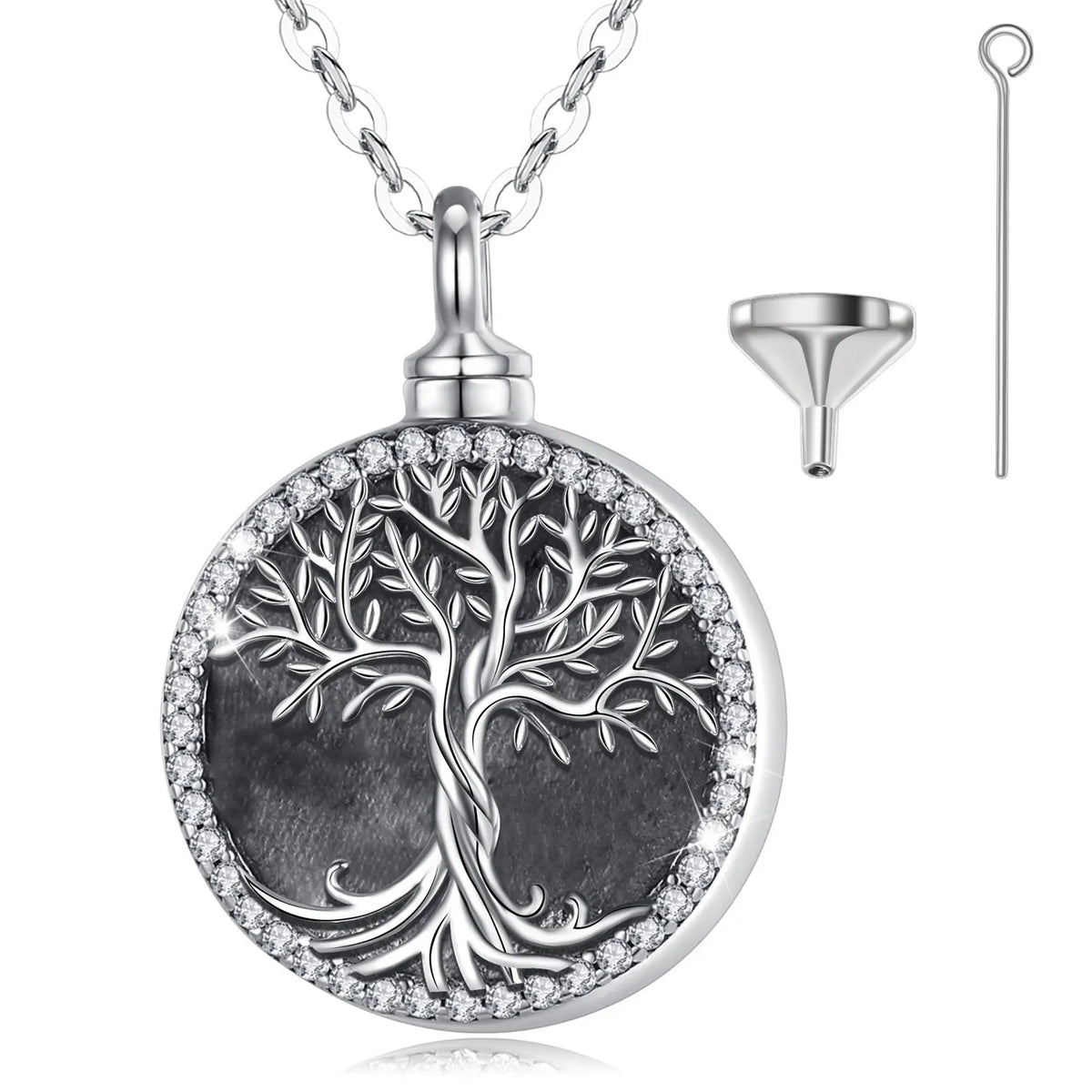 Eudora 925 Sterling Silver Tree of Life Necklace Cremation Memorial Ashes Urn pendant Keepsake Jewelry Gift for Women Men