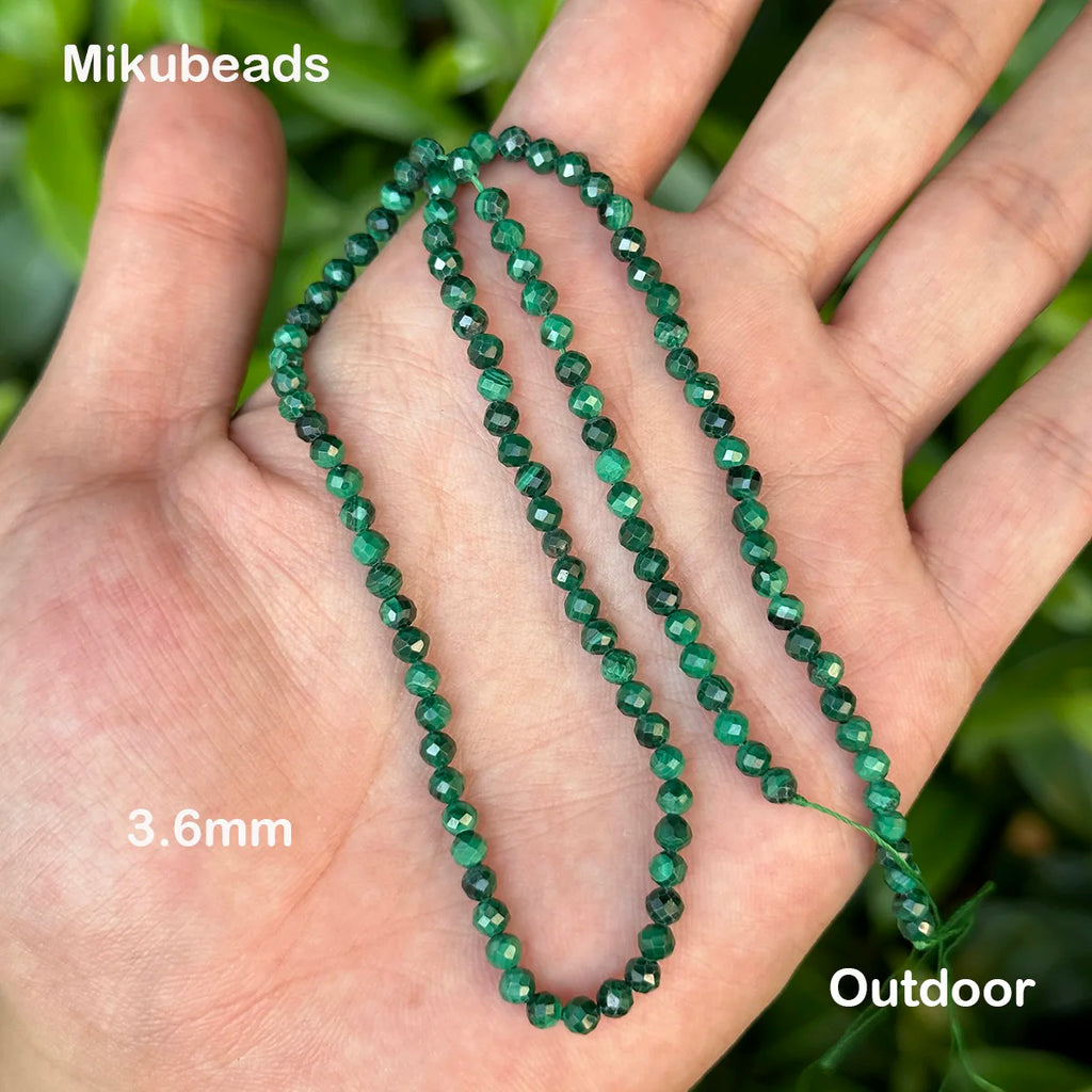Wholesale Natural 3.2mm 4mm 5mm Malachite Faceted Round Loose Beads For Making Jewelry DIY Necklace Bracelet Strand Popular
