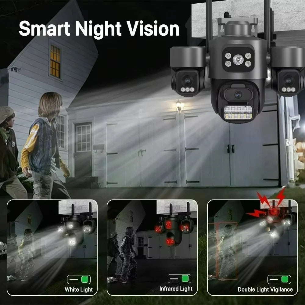 15MP HD Three Screen WIFI IP Camera Outdoor 4K Dual Lens Camera Ai Human Detection Waterproof CCTV Video Security Camera iCsee