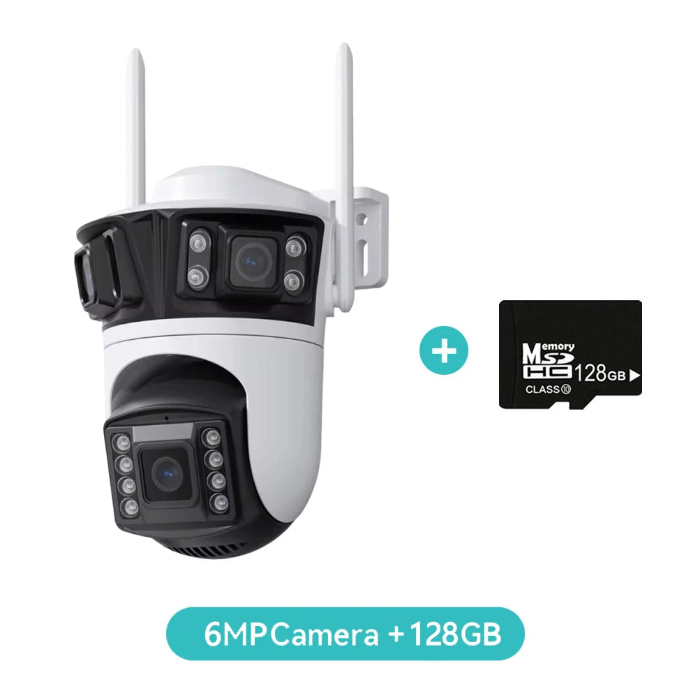 HD 6K 12MP Triple Lens Camera 6MP 3 Lens Outdoor Camera System AI Human Detection WiFi CCTV Waterproof Video Security iCsee App
