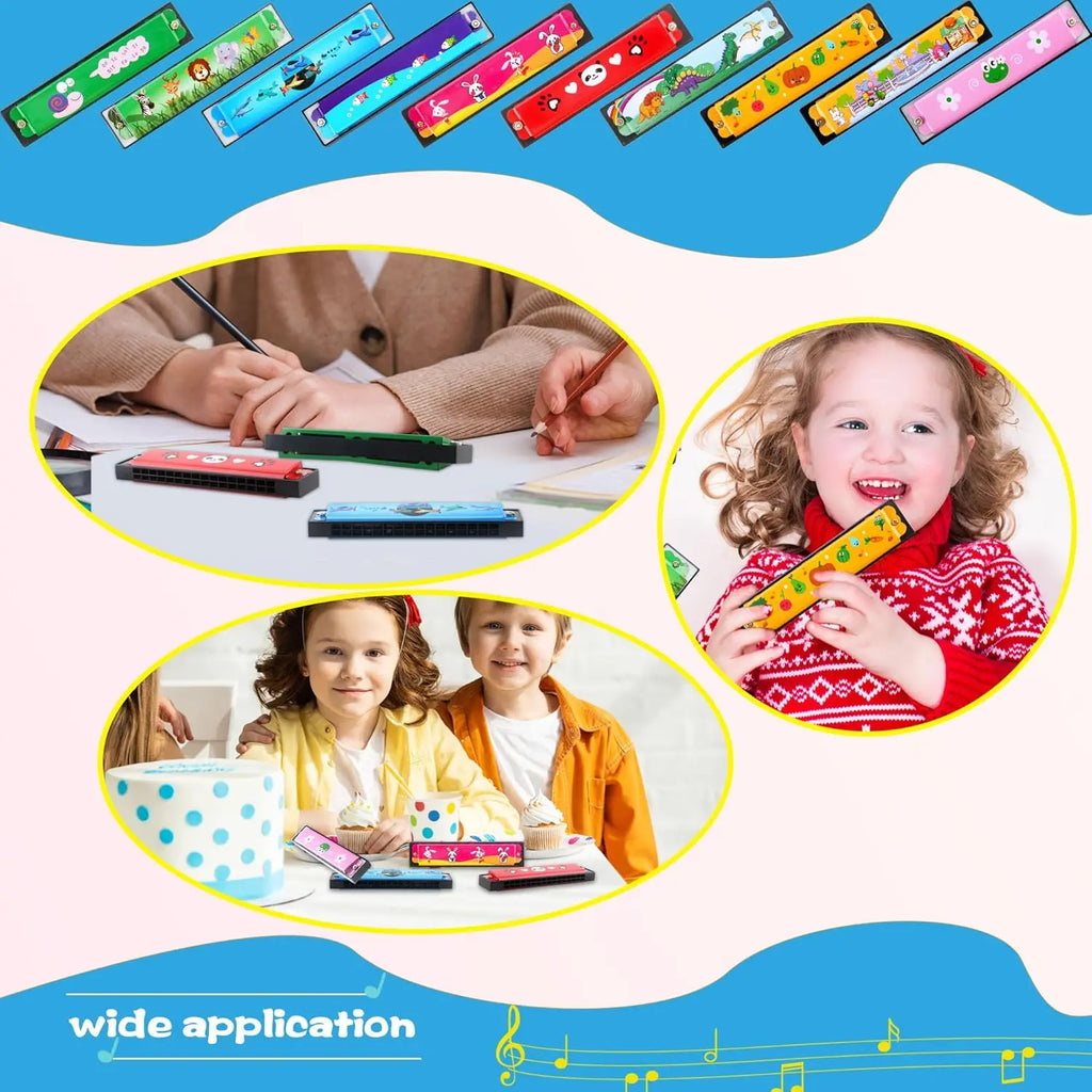 1pc/2/4pcs Children Wooden Harmonica Musical Instrument Toys Music Teaching Aids Puzzle Early Education Kindergarten Beginners