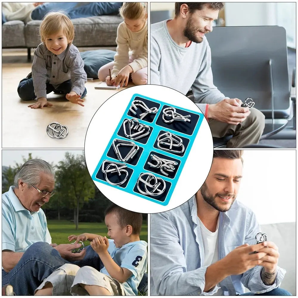 8 Pcs Montessori Series Metal Educational Toys Intelligence Interactive Game Unlock Widgets Kids Stress Relief Unique Toy
