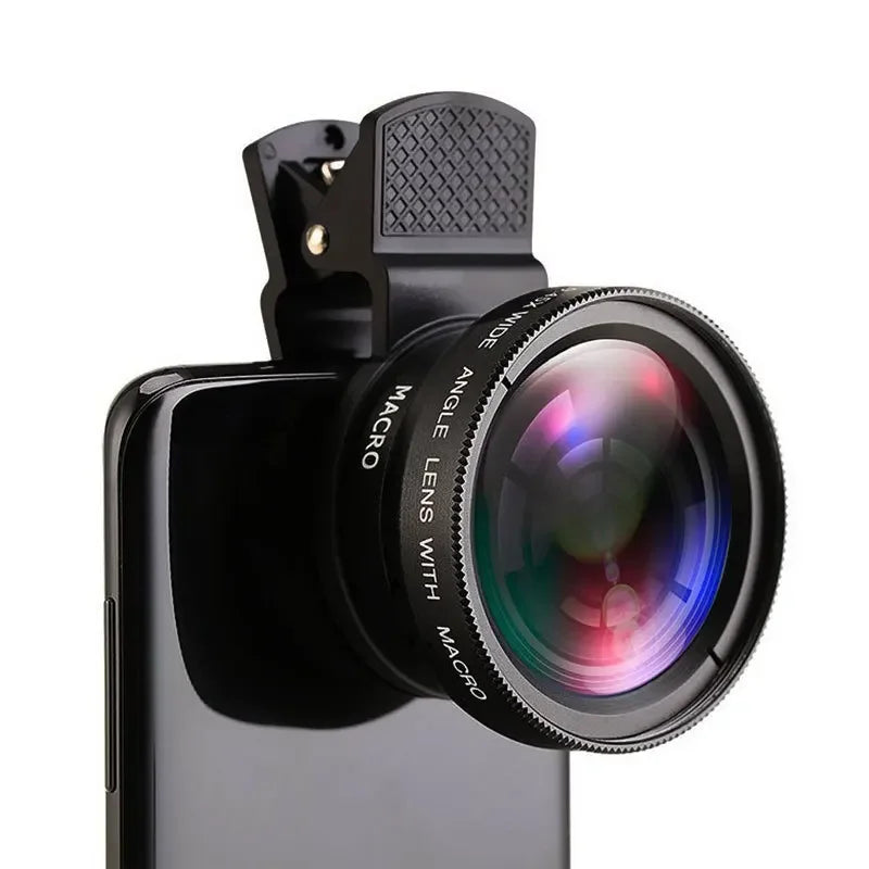 2 In 1 Clip-on Fish Eye Magnifiers Mobile Phone Lens Professional Mobile Phone Camera Lenses 15X Macro 0.45X Super Wide Angle
