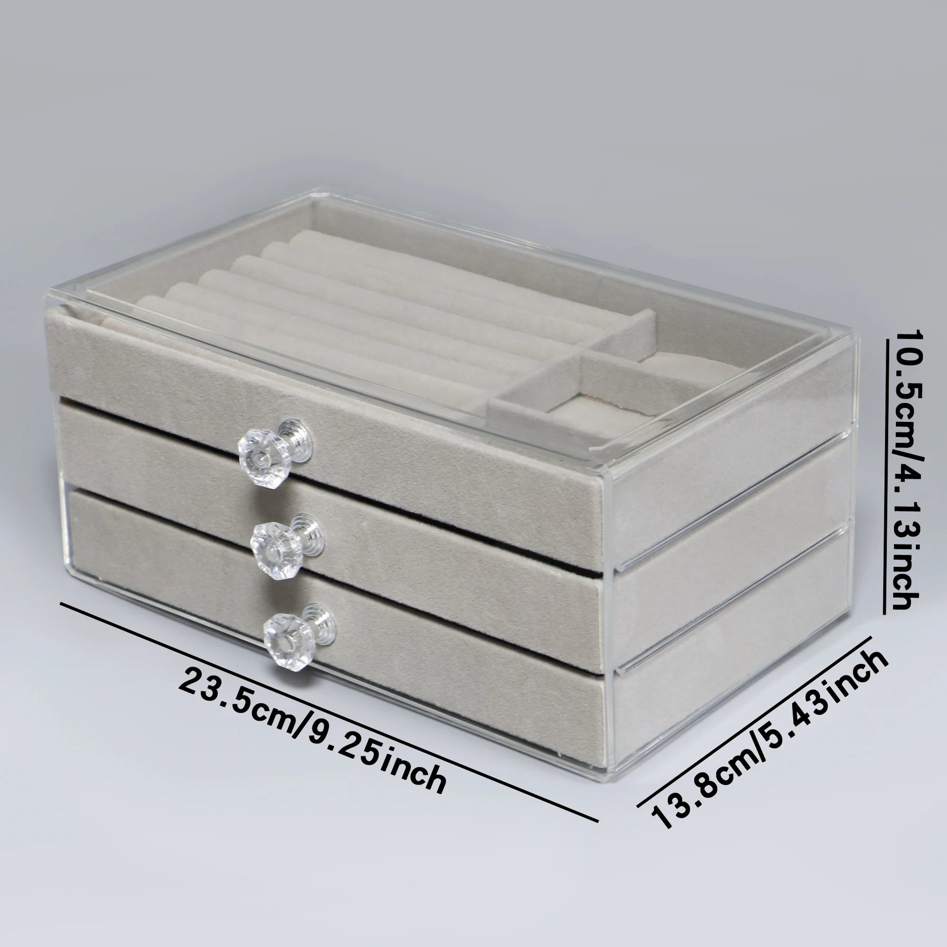 High-Capacity Flannel Jewelry Box Drawer (3-Layer) – Perfect for Storing Earrings, Necklaces & Rings