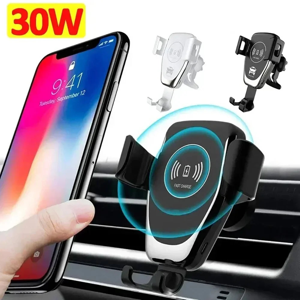 Wireless Car Charger Gravity Induction Mobile Phone Holder Car Air Outlet Bracket Fast Charging Stand for iPhone Samsung Xiaomi