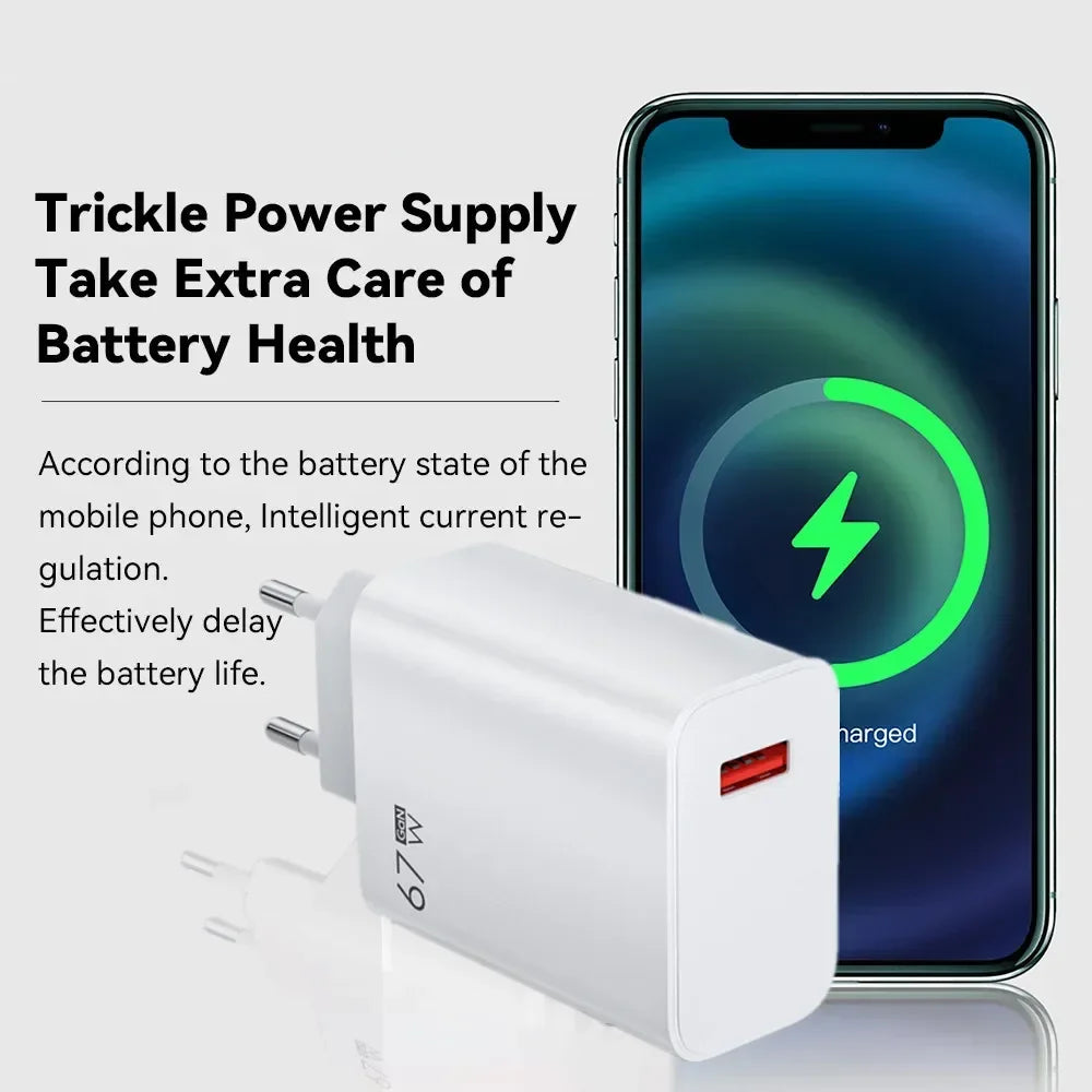 67W USB Fast Charger For Xiaomi 6A Type C Cable Phone Power Adapter For Mi 12 11 POCO X5 X4 Pro Redmi Note9 10 11 Charging Line