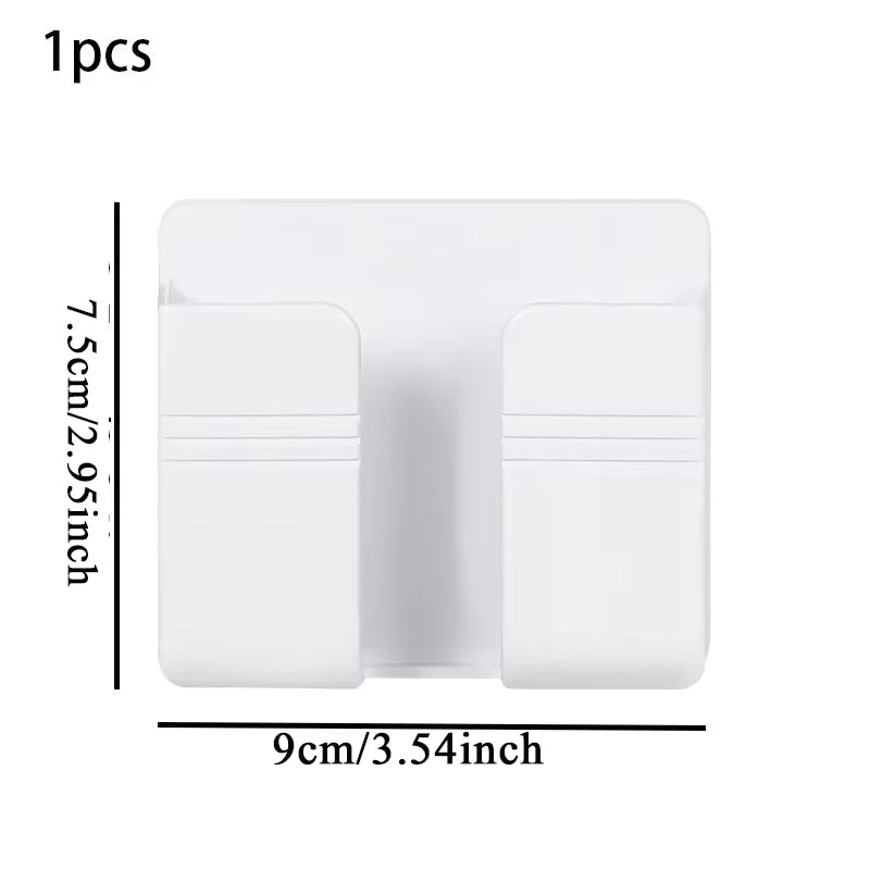1PC Wall Mobile Phone Holder Plug Phone Charging Stand Remote Control Storage Box Bracket Punch-Free Mounted Organizer Holders