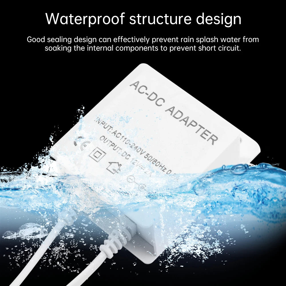 DC12V 2A EU Plug Adapter Security Outdoor Power LED Waterproof Dual Wire Electric Surveillance Camera Power Adapter AC100-240V