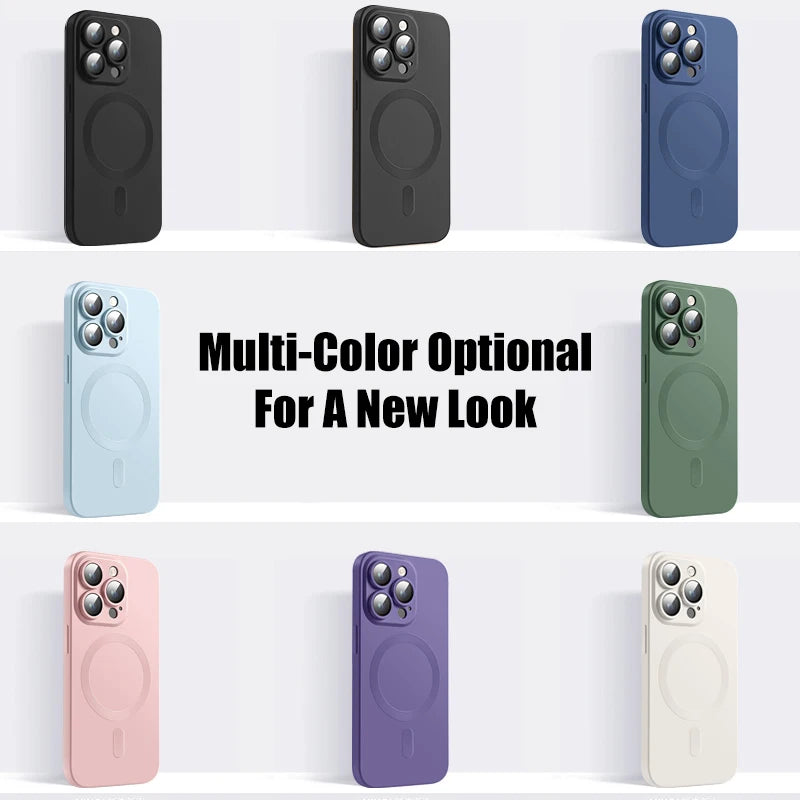 Original Matte Silicone Magnetic Case For iPhone 15 13 11 12 14 16 Pro Max Plus Magsafe Cases Wireless Charge Cover Accessories