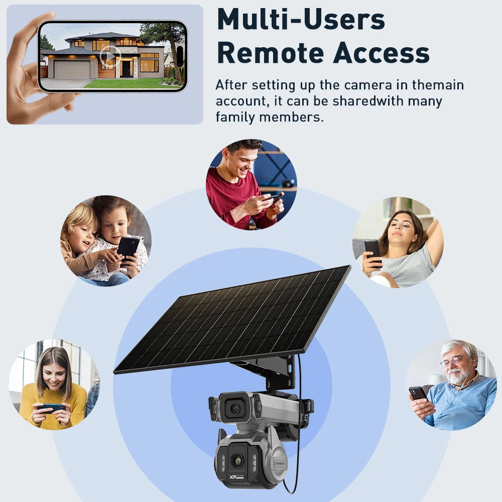 LS VISION Dual Screens 10MP AOV Solar Camera Outdoor 12X Zoom 24/7 Recording 4G SIM Auto Tracking Zoom PTZ Security Cameras CCTV
