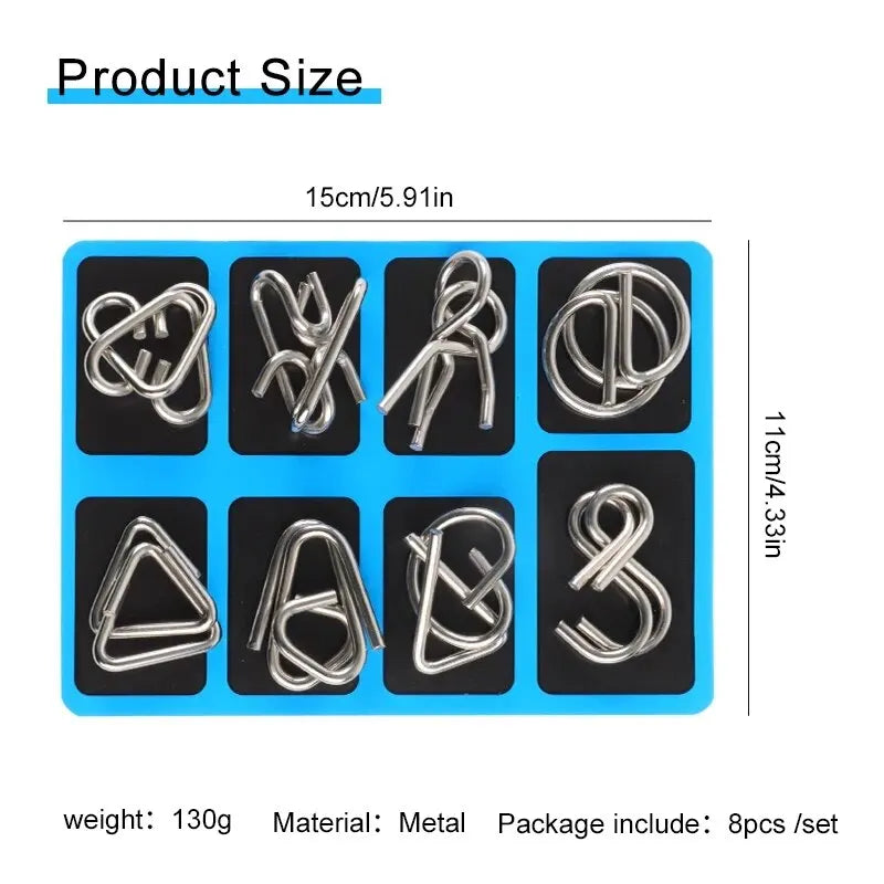 8 Pcs Montessori Series Metal Educational Toys Intelligence Interactive Game Unlock Widgets Kids Stress Relief Unique Toy