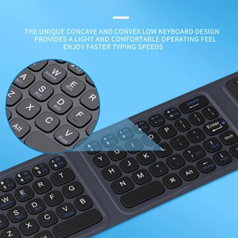 Bluetooth Foldable Keyboard Touchpad,Tri-Fold Wireless Keyboard,PU Leather Cover 3 Device Connections,for Tablet Phone Laptop