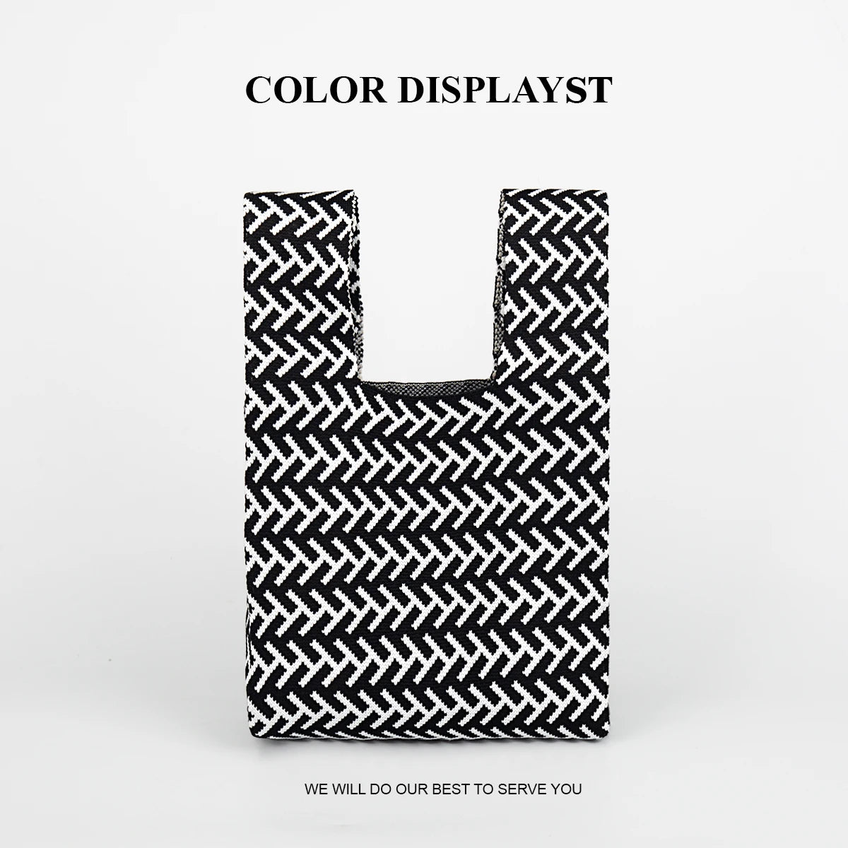 Line Arrangement Striped Knitted Handbag, Open-Top Women's Breathable Lightweight Foldable Crochet, Carry-On for Mobile Phone, Cosmetics, Lipstick, Perfume, Suitable for Daily Vacation, School, Commuting, Shopping, Photograph