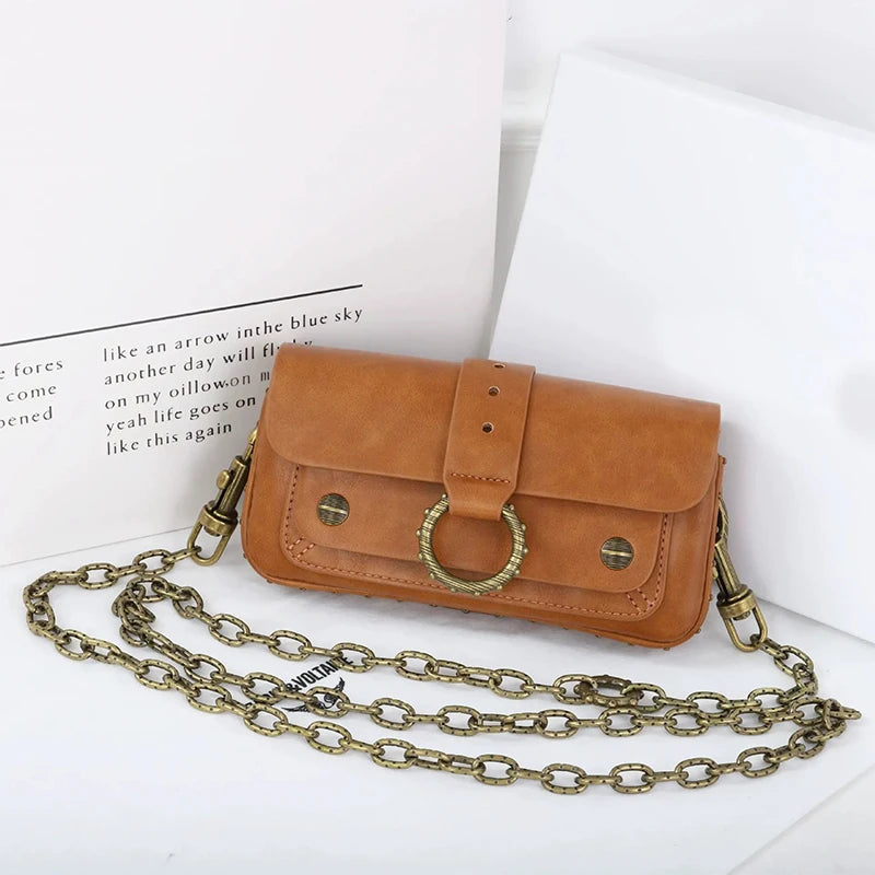 2025 New Classic Women's Leather Mini Square Bag Fashionable Versatile Wing Underarm Single Shoulder Slant Cross Bag Daily Match