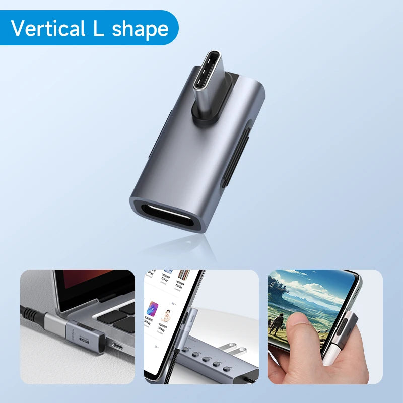 Hagibis 240W USB C to C Adapter 40Gbps 8K 60Hz 90 Degree Converter USB4 Adapter for Thunderbolt 4/3 MacBook iPhone 17 Pro Tablet