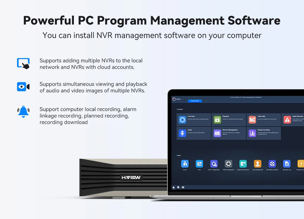 H.View 4K 8Ch Poe Nvr Cctv Security System H.265 Video Audio Recorder 8Mp Network Surveillance For Poe Ip Camera Onvif