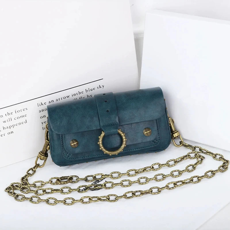 2025 New Classic Women's Leather Mini Square Bag Fashionable Versatile Wing Underarm Single Shoulder Slant Cross Bag Daily Match