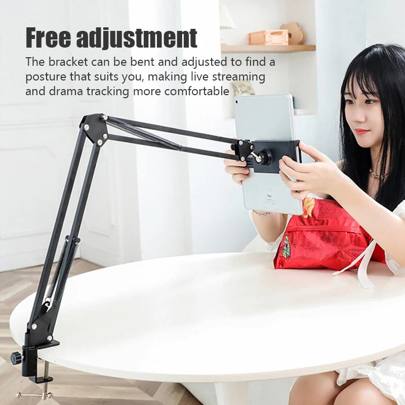 Rotatable Tablet Stand Phone Stand Long Arm Metal 360° Adjustable Holder For iPad for 4 to 11 inch Xiaomi iPhone Huawei Samsung