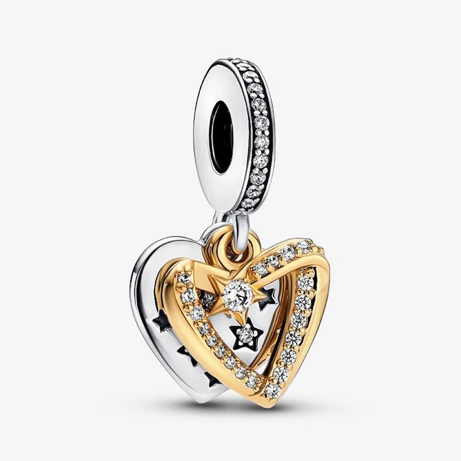 New 925 Silver Gold Bear Love Dog Bead Eternal Lucky Leaf Pumpkin Car Pendant Fashionable DIY Charm Exquisite Jewelry Gift