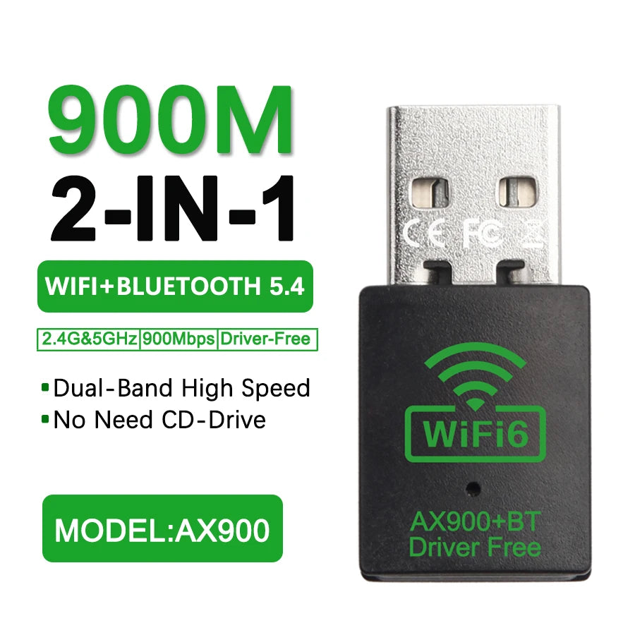 900Mbps USB WiFi Bluetooth Adapter 2 IN 1 Dual Band 2.4G/5GHz Wi-Fi Dongle High-Speed Wireless Network Card Receiver PC Laptop
