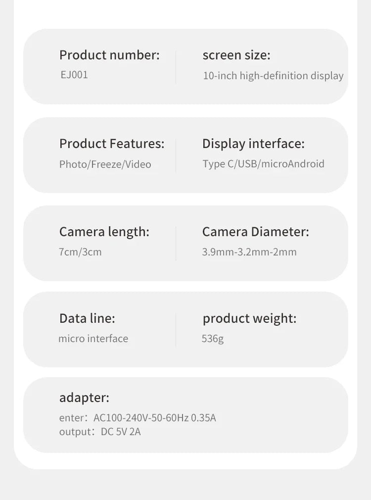 3.2mm Lens Digital Otoscope with 1080P HD 10.1 Inches Screen Ear Scope ENT Endoscope Ear Cleaner Tools 3500mAh Battery