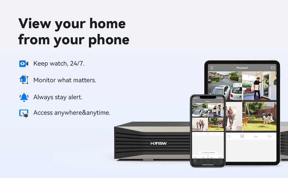 H.View 4K 8Ch Poe Nvr Cctv Security System H.265 Video Audio Recorder 8Mp Network Surveillance For Poe Ip Camera Onvif