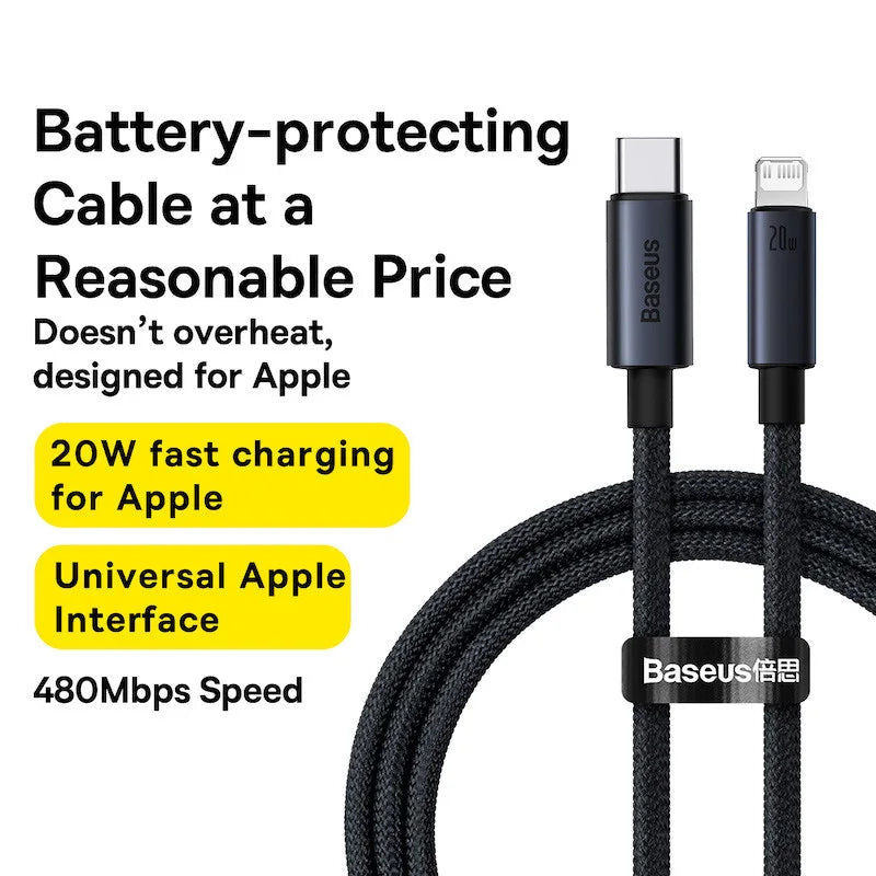 Baseus USB Cable For iPhone 13 12 11 pro max iPhone USB Cable Fast Charging For iPhone X XR 8 USB Type C to lightning Cable