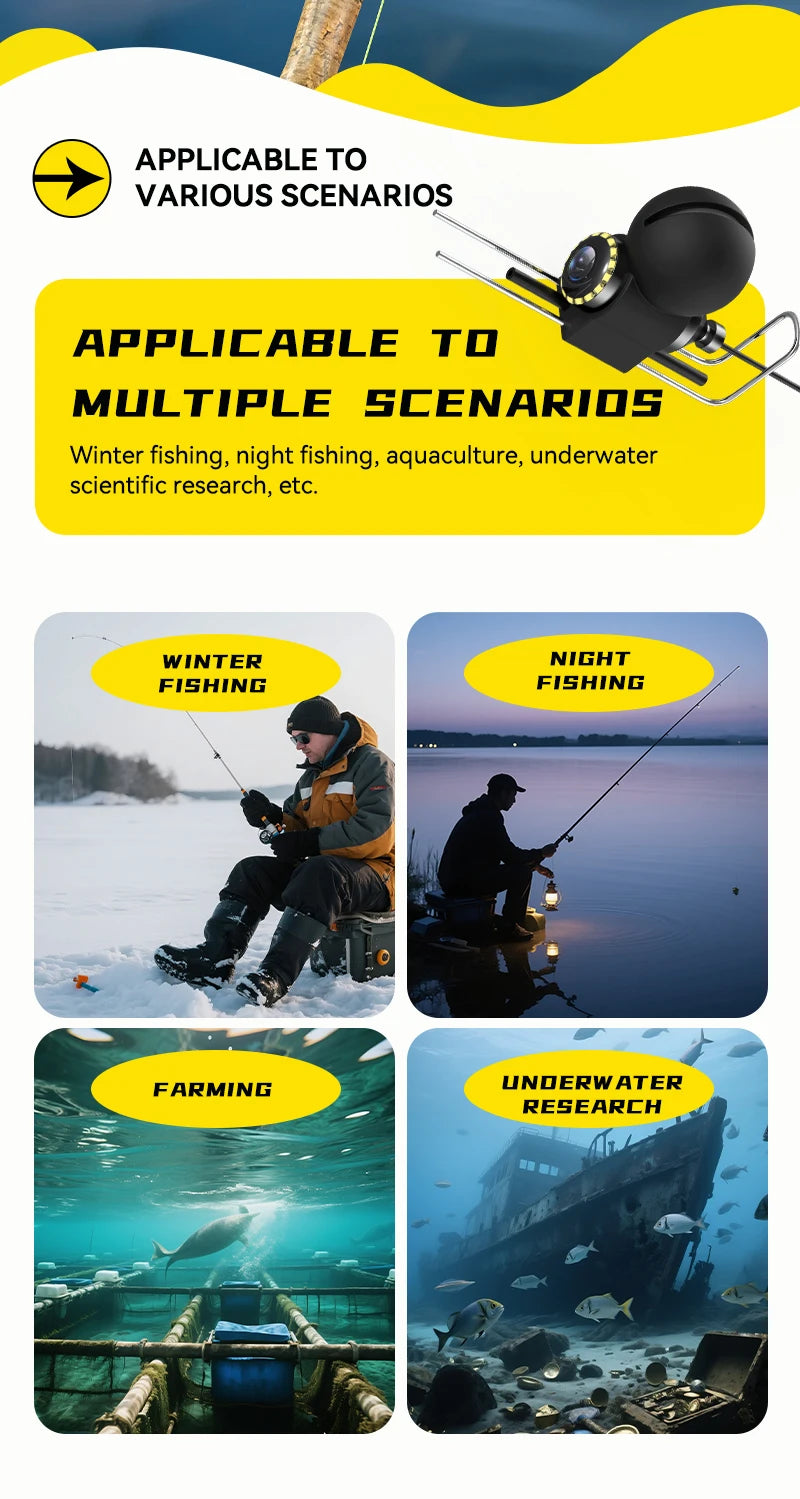 HD1080P Ice Fishing Camera 4.3 Inch LCD Ice Fishing Camera Underwater  1000TVL Portable Fish Depth Finder Water Gift for Men