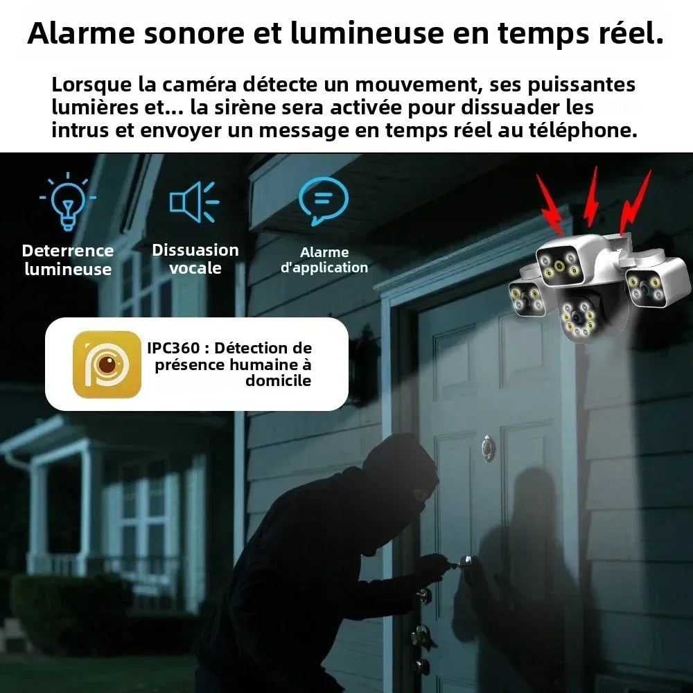 6K UHD Outdoor WiFi IP Camera 12MP Triple Lens With AI Human Detection 4K Auto Tracking For CCTV Security Monitoring IPC360 Home