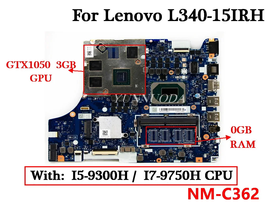 NM-C361 NM-C362 for Lenovo L340-15IRH L340-17IRH Laptop Motherboard with i5 i7 CPU  GTX1050 GTX1650 GPU 0G 4G RAM 100% test work