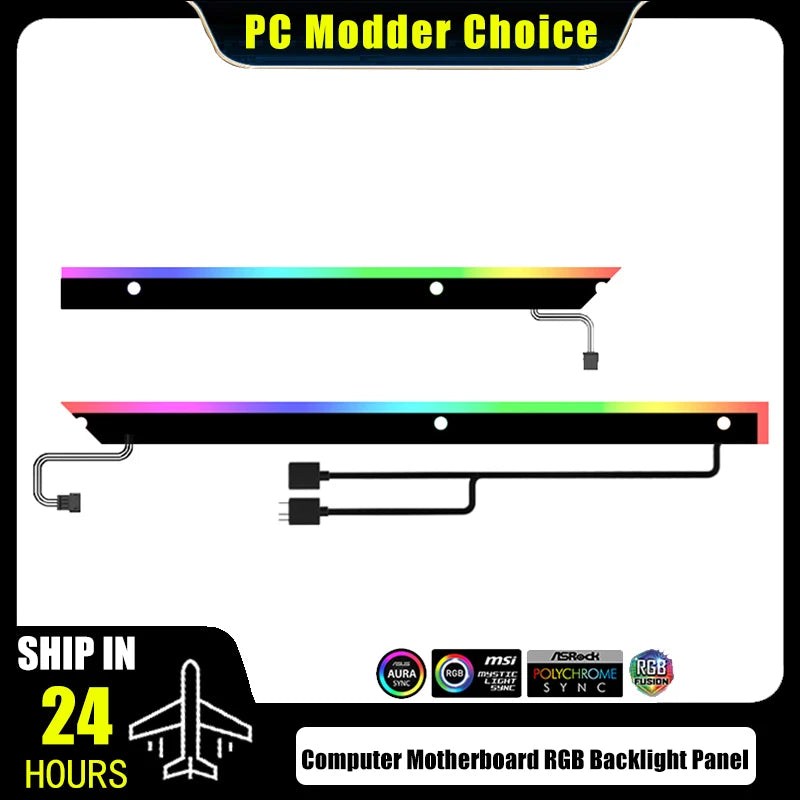 Computer M/B RGB Backlight Panel, 5V ARGB Divine Light Pollution, New Strong Compatibility for MATX/ATX Mobo Strip Backplate