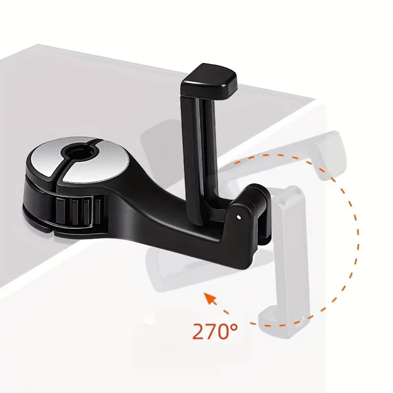 Multifunctional 2 In 1 Car Hook Hidden Mobile Phone Holder Bracket Car Clip Rear Row Headrest Hook Lock Buckle Car Mount Stand
