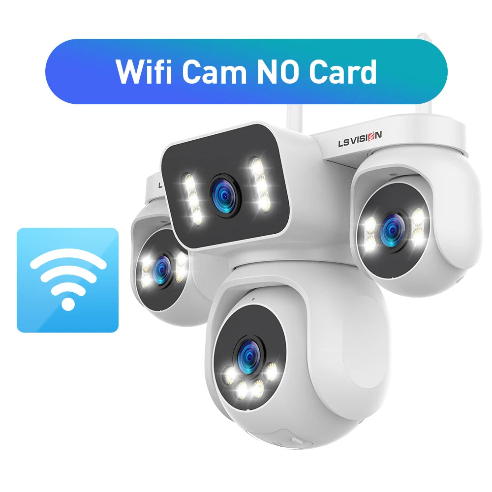 LS VISION 10K 20MP Four Screens WiFi Security Camera Outdoor Four Lens 12X Optical Zoom Two Way Audio Auto Tracking CCTV Cameras