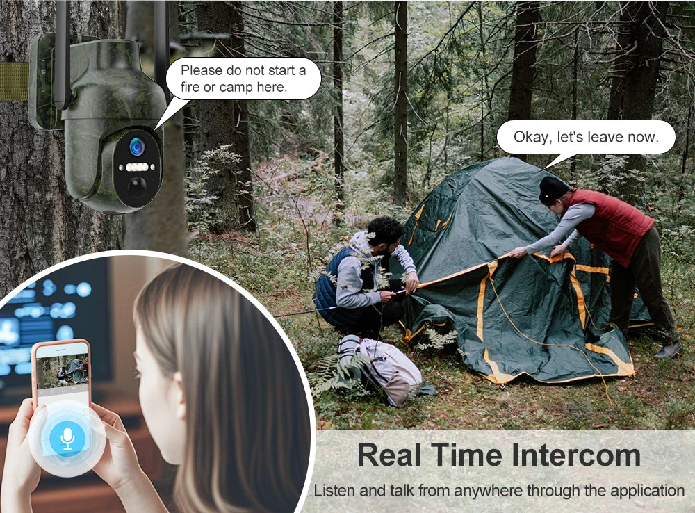 Ubox 4G SIM Outdoor Wildlife Camera 4MP Solar Hunting Trail Camera WiFi Security Camera Auto Tracking Night Vision PIR Detection