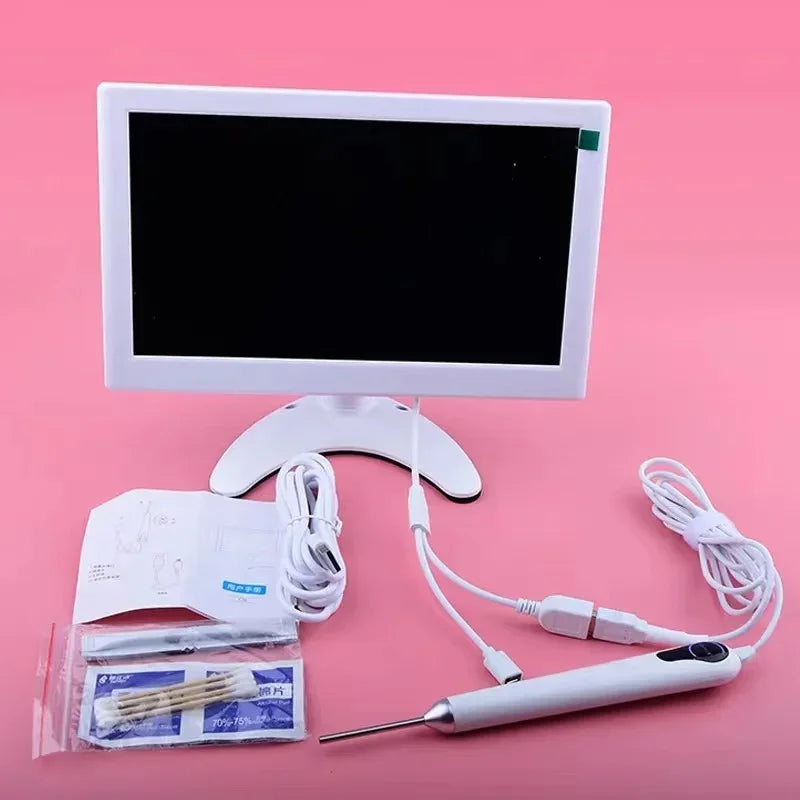 3.2mm Lens Digital Otoscope with 1080P HD 10.1 Inches Screen Ear Scope ENT Endoscope Ear Cleaner Tools 3500mAh Battery