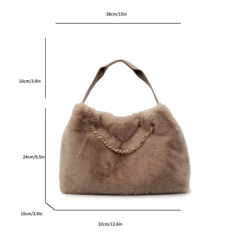 Retro Plush Bag for Women | Large Capacity Tote & Shoulder Handbag | Autumn & Winter Fashion, Versatile for Daily Commuting