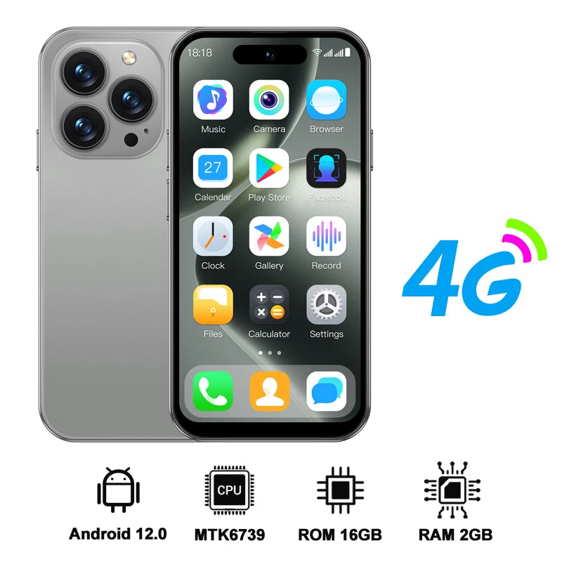 SERVO S16 Mini 4G LTE Android Pocket Smartphone 16GB/64GB Play Store WiFi GPS Dual SIM Dual Camera 4.0"Display Small Mobile Phon