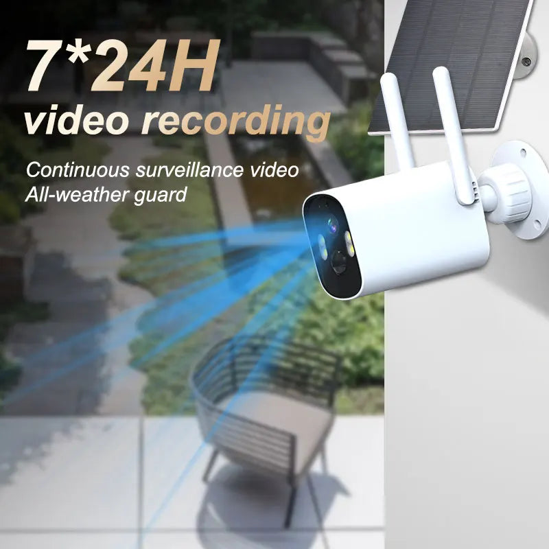 4MP Outdoor Solar-Powered Wireless WiFi Camera with Night Vision Motion Sensor Wireless Home Security Surveillance CCTV Camera