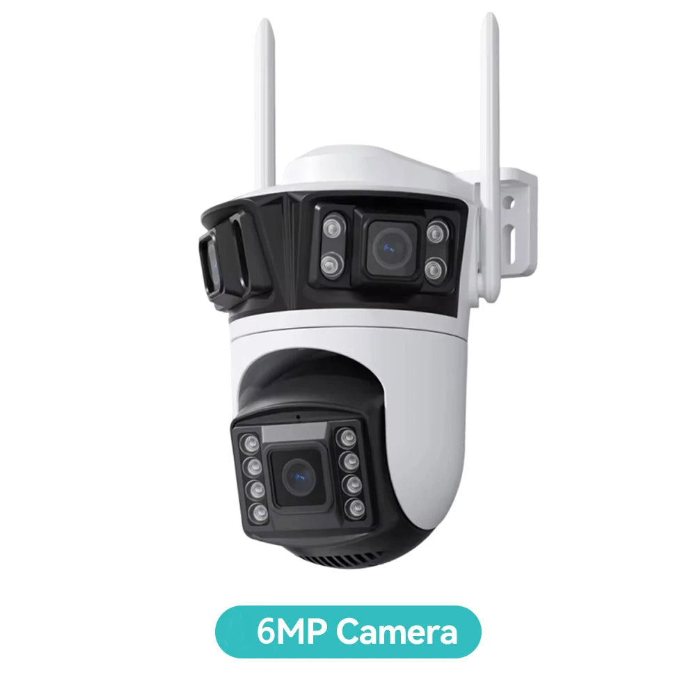 HD 6K 12MP Triple Lens Camera 6MP 3 Lens Outdoor Camera System AI Human Detection WiFi CCTV Waterproof Video Security iCsee App