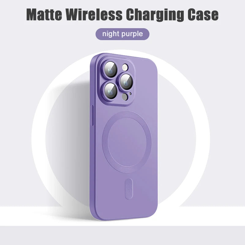 Original Matte Silicone Magnetic Case For iPhone 15 13 11 12 14 16 Pro Max Plus Magsafe Cases Wireless Charge Cover Accessories