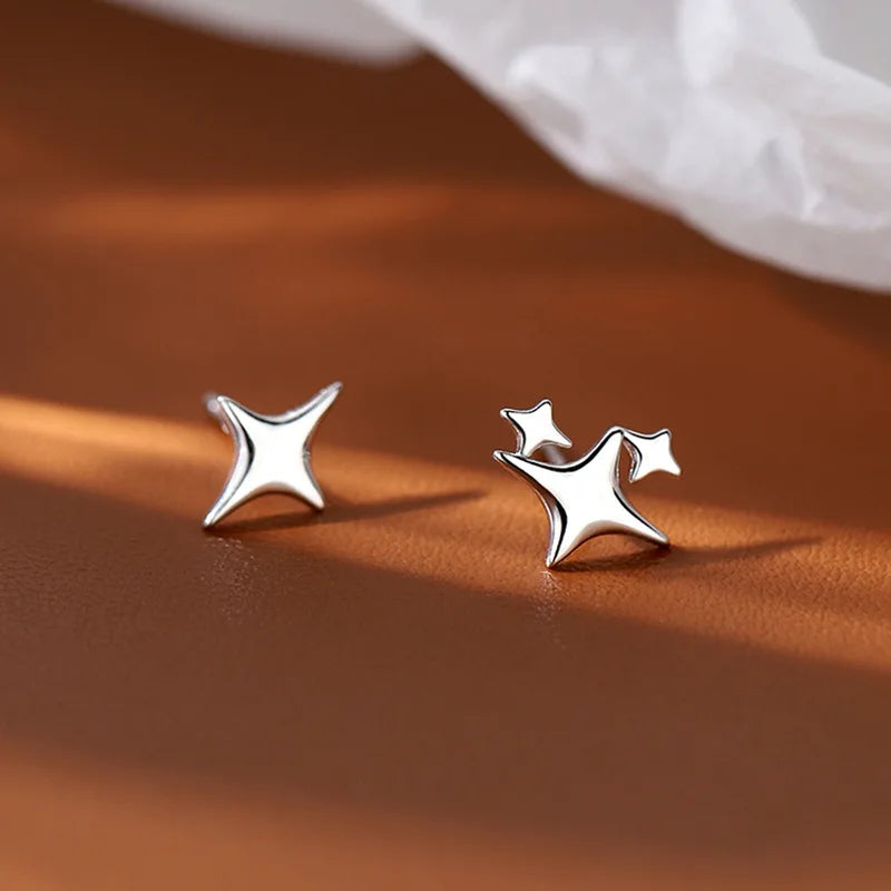 New 925 Sterling Silver Stud Earrings Golden Pretzel Clear CZ Geometric Punk For Women Girl Gift Jewelry Dropshipping Wholesale