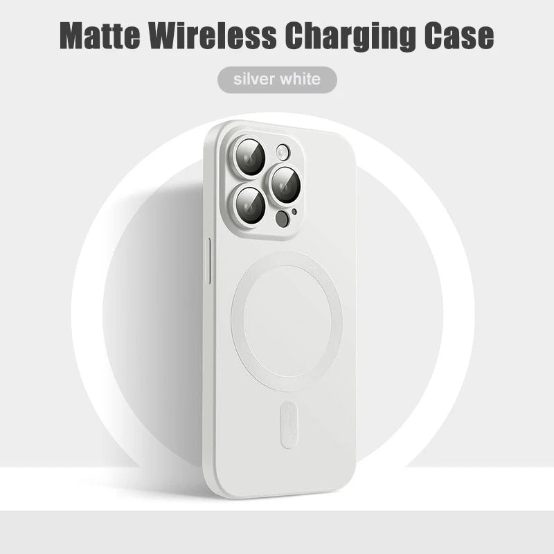 Original Matte Silicone Magnetic Case For iPhone 15 13 11 12 14 16 Pro Max Plus Magsafe Cases Wireless Charge Cover Accessories