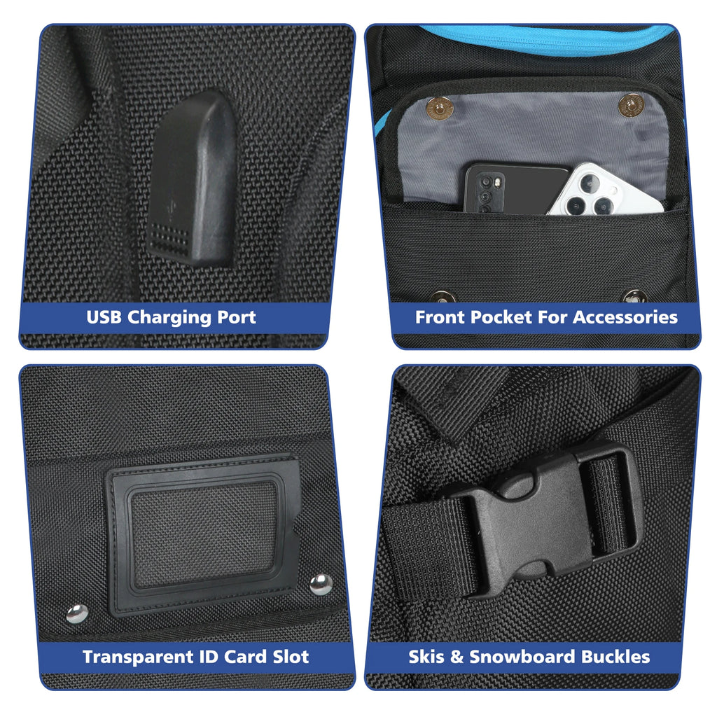 Lightweight Durable Waterproof Ski Backpack For Travel Professional Skateboard Bag Outdoor Gear 50L Backpack With USB Charging